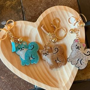Sparkling  Cat Animal Keychain (Choose Color)